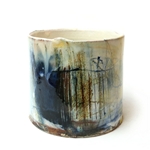Thrown Vessel with Blue/Yellow