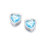 Silver, Cubic Zirconia, Tiny Blue Earrings