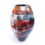 Lg Red and Gold Luster Vessel