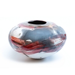 Round Red and Gold Luster Pot