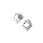 Silver Pentagon Open Scratched Earrings