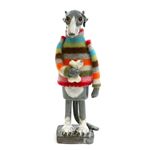 Whippet, Striped Sweater, Bone