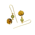 Whisky Quartz & Peridot Earrings