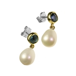 Blue Topaz and Pearl Earrings