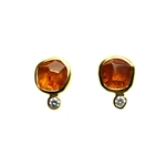 Earrings, 2ct Garnet,  0.04ct Diamond