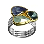 Aquamarine, Tanzanite & B.Topaz Ring