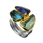 Ring, 10.5ct Aquamarine, Tanzanite, Blue Topaz