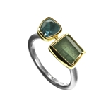 3ct Green Tourmaline & Blue Topaz Ring