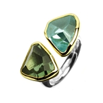 15.5ct Green Amethyst & Aquamarine Ring