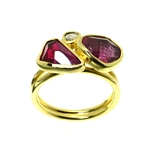 Ring, 4ct Red & Pink Tourmaline, 0.18ct Diamond