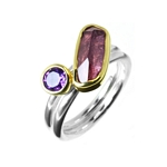 Ring 2.5ct Pink Tourmaline, Amethyst