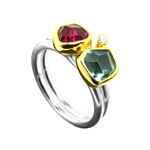 Ring 3.5ct Garnet, B.Topaz, 0.02ct Diamond