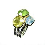 Ring - Aquamarine, Peridot & Lemon Quartz