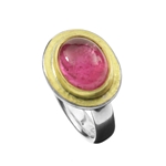 Ring Pink Tourmaline Hammered