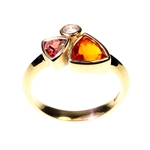 Fire Opal+Diamond+Rhodolite Garnet Ring