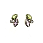 Stud Earrings, Amethyst, Peridot, Diamond