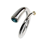 Spiral Ring with Blue topaz & 18ct Gold Bead