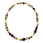 Necklace,  Fresh Water Pearl & Rutilated Quartz