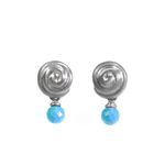 Snail Earrings with Turquoise Drop