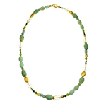 Necklace Crysocolla, Prasiolite, Aquamarine, Chrome-Dioside