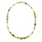 N/L Oval Lemon Chrysoprase,Serpentine,Prenite,Citrine,Smoky Quartz, Grey Pearl