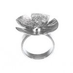 Flower Shaped Silver Ring with Cubic Zirconia