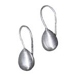 Medium Bean Shaped Drop Earrings with Brushed Finish