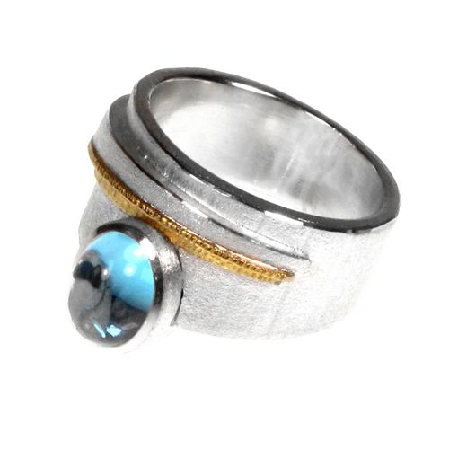 Silver,18ct,Blue Topaz Ring