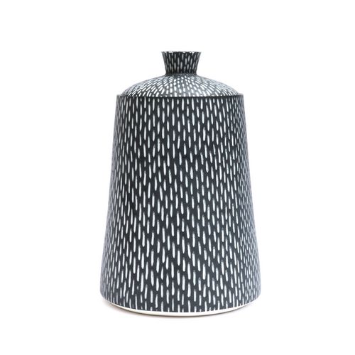 Tall+ Narrow Sgraffito Lidded Pot