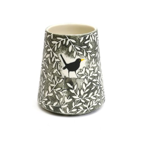 Full Hedgerow+Blackbird Mini Vase