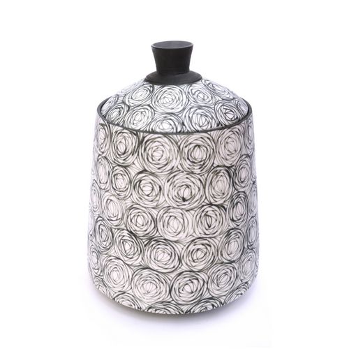Flat Rose Tapered Lidded Pot