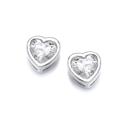 Silver Heart Stud Earrings