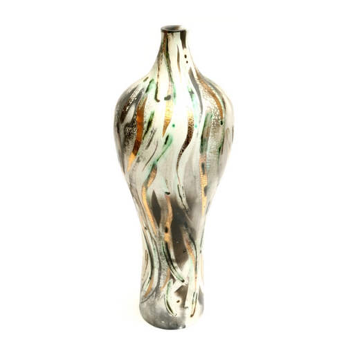 Tall Shouldered Bottle, Wave Pattern