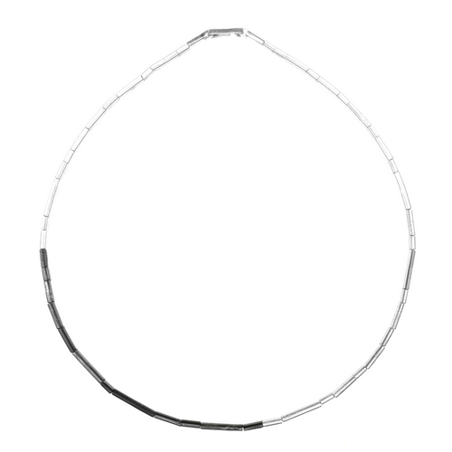 Silver and Oxidized Silver Tube Necklace