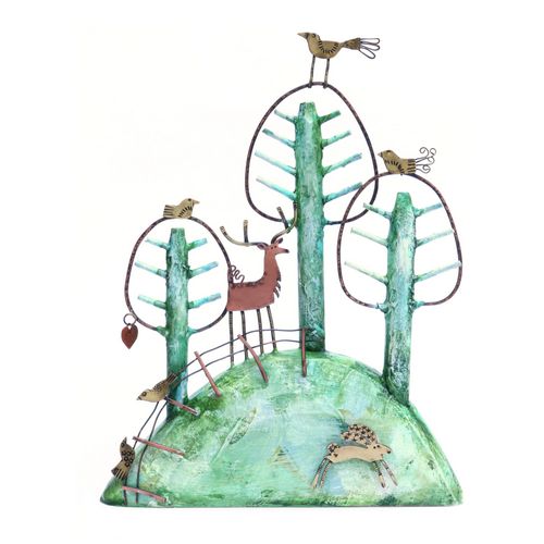 Woodland,3 Trees,Deer,Hare,3 Birds