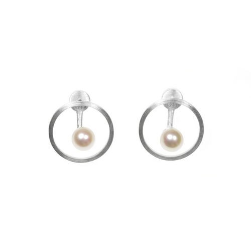 Circle and Pearl Earrings