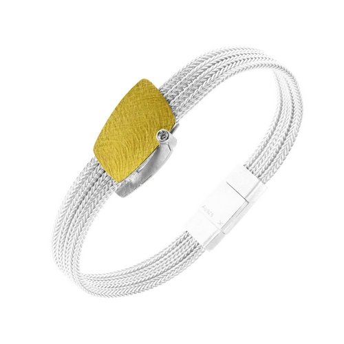 Soft Rectangle Bracelet with 0.03ct Diamond