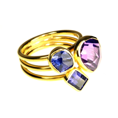 Amethyst, Tanzanite and Iolite Ring