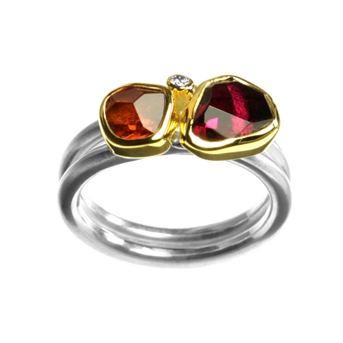 Mandarin Garnet & Diamond Ring