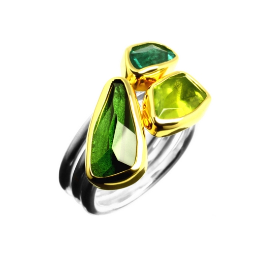 Ring 6ct Green Tourmalines, Peridot