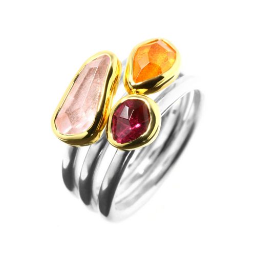 Ring, R.Tourmaline, Morganite, Mandarine Garnet 4.5ct