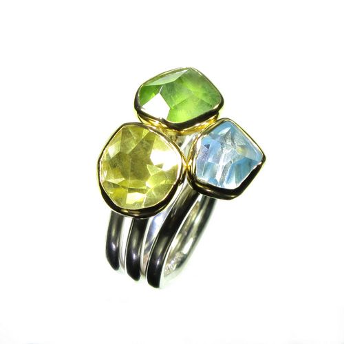 Ring - Aquamarine, Peridot & Lemon Quartz