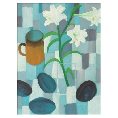 Lillies and Plum on Cloth
