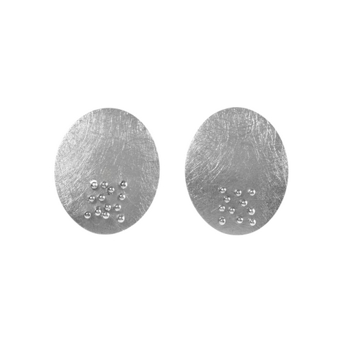 Oval Pin Studded Stud Earrings