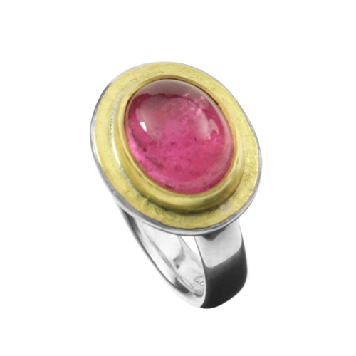 Ring Pink Tourmaline Hammered