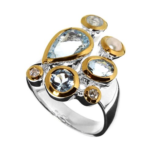 Ring Aqua,Pearl,Diamond