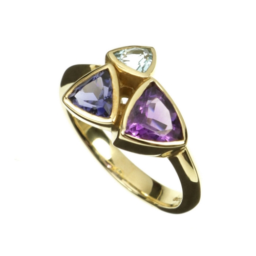 Ring ,Amethyst,Iolite,Aquamarine