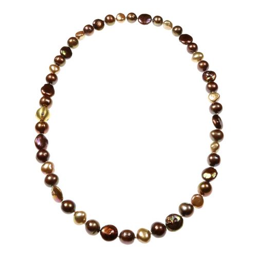 Round & Coin, Fresh Water Pearl Bronze colour Necklace.