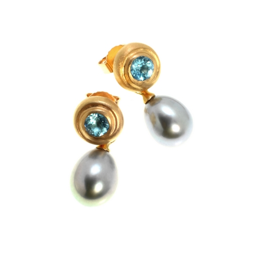 E/R 4mm Topaz,Grey FWPearl Drop