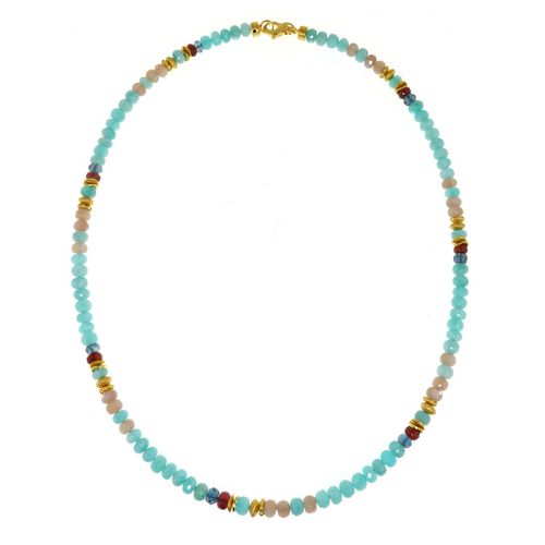 N/L 5mm Amozonite,Moonstone,Garnet,LBTopaz